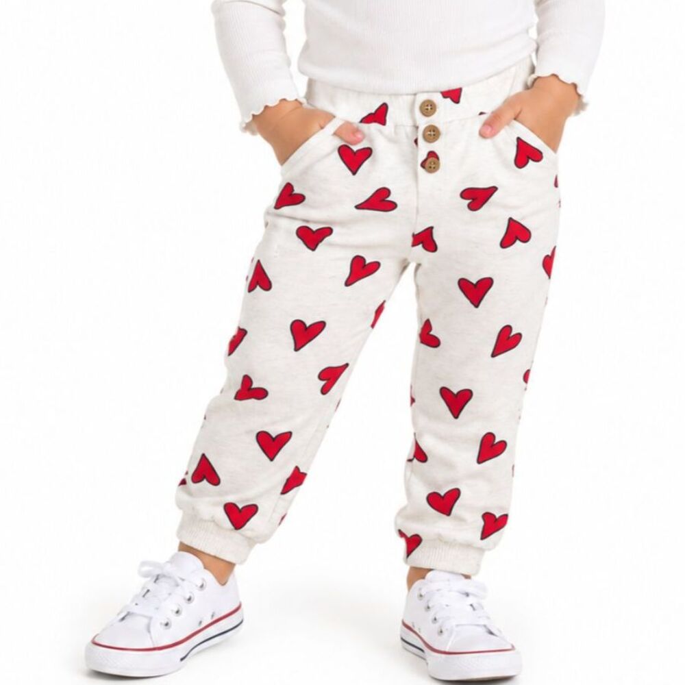 🔥 5 for $30 🔥 Jessica Simpson Baby Girls’ Heart-Print Jogger Pants | Size 24M